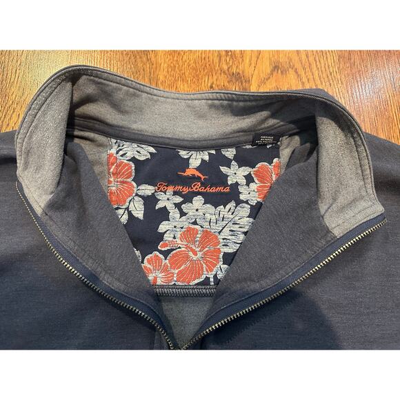 Tommy Bahama Men’s Antigua Cove Half Zip Sweatshirt Blue Cotton Blend XL - Picture 2 of 11
